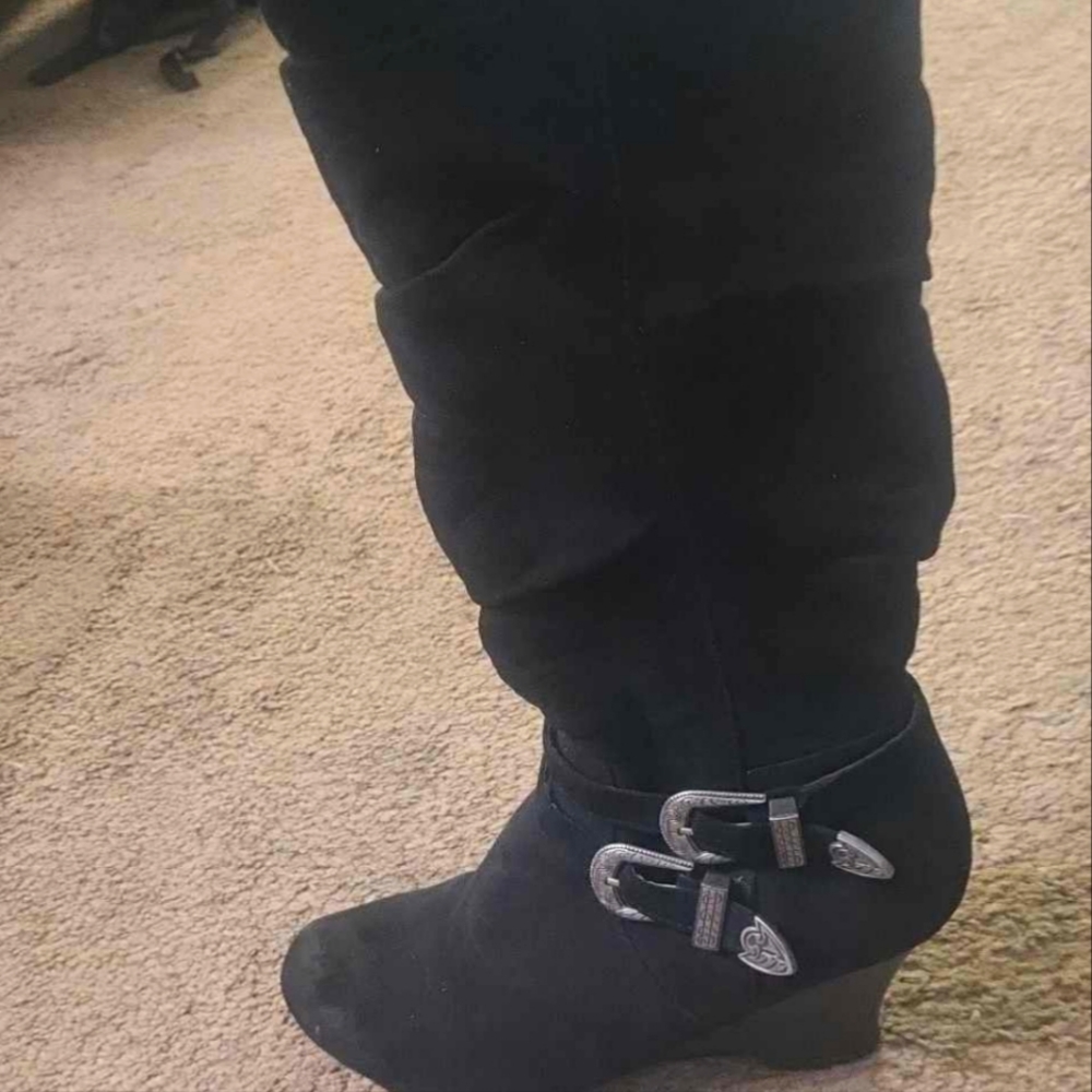 Boots and a pair of. Slides